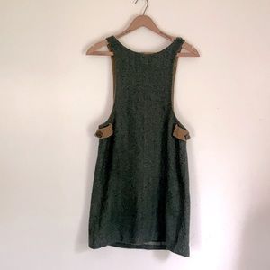 Retro green tweed jumper with mustard accents